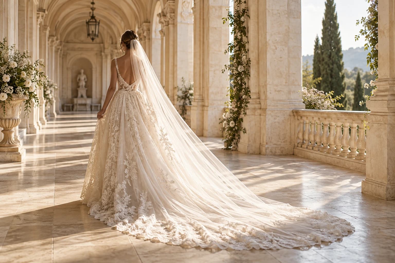 Bride in a long gown